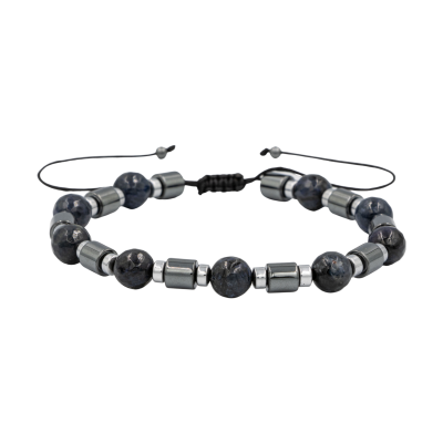 Dumortierit-Hematit Doğal Taş Erkek Makrome Bileklik - Osmanlı Doğaltaş