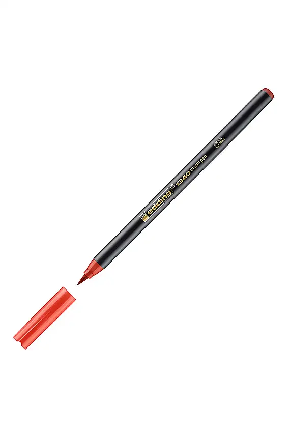 Edding 1340 Fırça Uçlu Simli Keçeli Kalem Kırmızı - 1