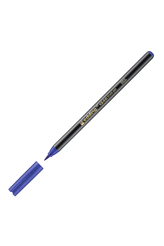 Edding 1340 Fırça Uçlu Simli Keçeli Kalem Mavi - 1