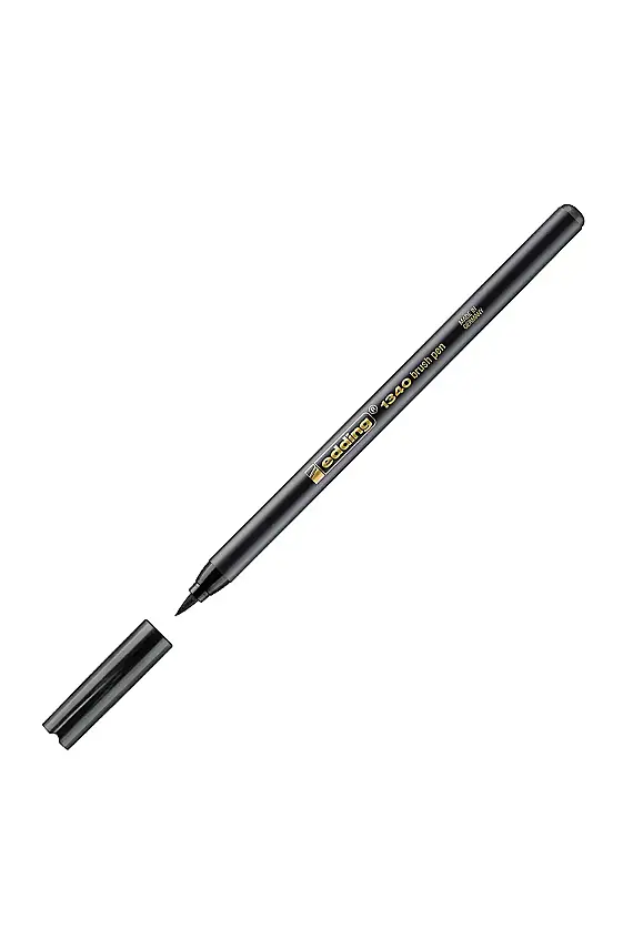 Edding 1340 Fırça Uçlu Simli Keçeli Kalem Siyah - 1