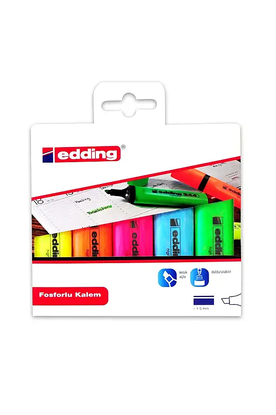 Edding Fosforlu Kalem 5 Li Kutu Set Ed344 - 1