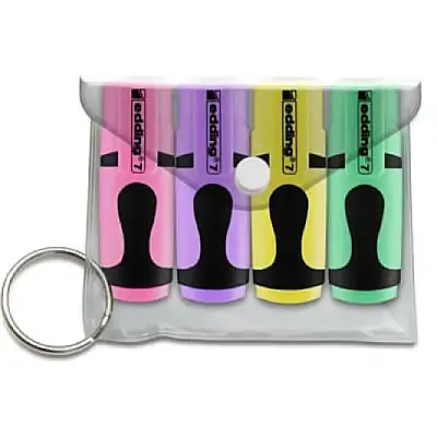 Edding Mini Fosforlu Kalem Pastel Renkler 4 Lü Poşet - 1