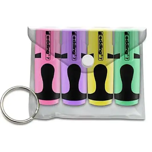 Edding Mini Fosforlu Kalem Pastel Renkler 4 Lü Poşet - 2
