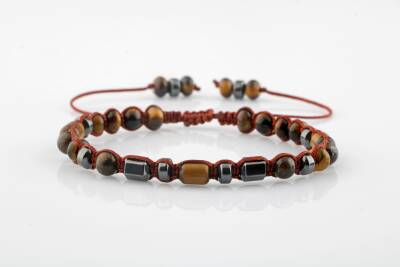 Egemen Kaplan Gözü-Hematit-Azurit Doğal Taş Erkek Bileklik - Osmanlı Doğaltaş