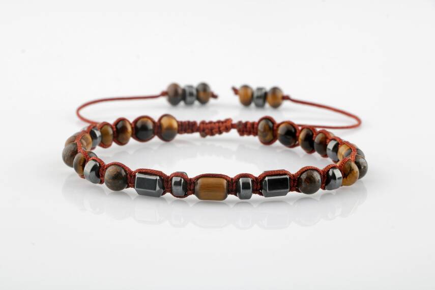 Egemen Kaplan Gözü-Hematit-Azurit Doğal Taş Erkek Bileklik - 1