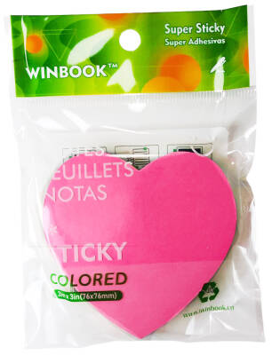 Ente Yapışkanlı Not Kağıdı 76x76 Kalp Neon 5 Renk 12'li DK109 - Ente