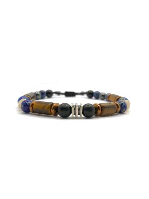 Erkek Başarı Kariyer Cesaret Bilekliği Shungite (Şungit) - Sodalit - Hematit - Lapis - Dumortierit - Kaplan Gözü - Sitrin - Osmanlı Doğaltaş
