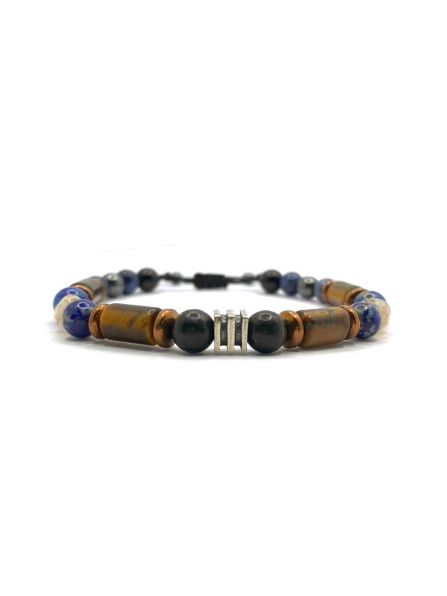 Erkek Başarı Kariyer Cesaret Bilekliği Shungite (Şungit) - Sodalit - Hematit - Lapis - Dumortierit - Kaplan Gözü - Sitrin - 1