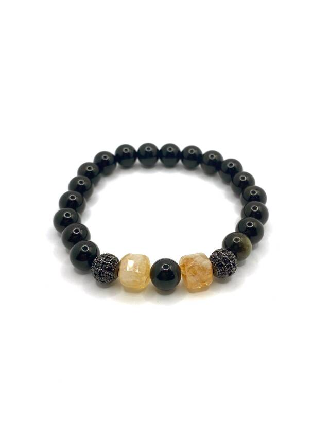 Erkek Başarı Kariyer Cesaret Bilekliği Shungite (Şungit) - Sodalit - Hematit - Lapis - Dumortierit - Kaplan Gözü - Sitrin - 3