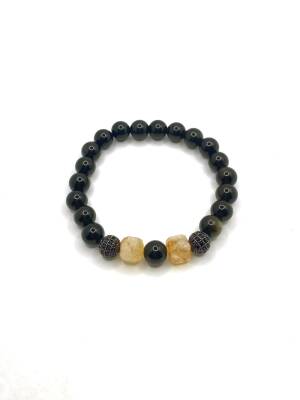 Erkek Başarı Kariyer Cesaret Bilekliği Shungite (Şungit) - Sodalit - Hematit - Lapis - Dumortierit - Kaplan Gözü - Sitrin - 4