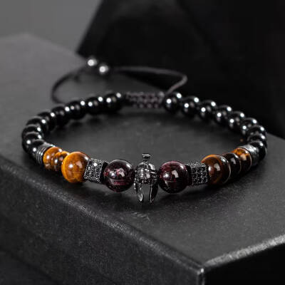 Erkek Bilekliği Kaplan Gözü-bordo Granat Lal-Siyah Turmalin Doğal Taş Erkek Zirkon Bileklik - Osmanlı Doğaltaş