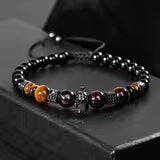 Erkek Bilekliği Kaplan Gözü-bordo Granat Lal-Siyah Turmalin Doğal Taş Erkek Zirkon Bileklik - 5