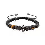 Erkek Bilekliği Kaplan Gözü-bordo Granat Lal-Siyah Turmalin Doğal Taş Erkek Zirkon Bileklik - 6