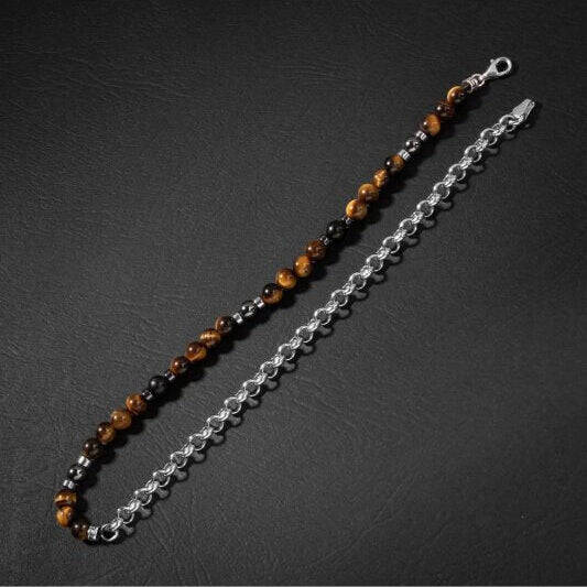 Erkek Bilekliği Kaplan Gözü Hematit Doğal Taş Gümüş Bileklik - 2