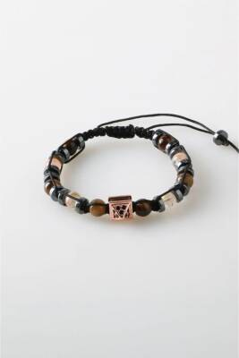 Erkek Bilekliği Kaplan Gözü-Sitrin-Hematit Doğal Taş Erkek Zirkon Bileklik - Osmanlı Doğaltaş