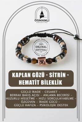 Erkek Bilekliği Kaplan Gözü-Sitrin-Hematit Doğal Taş Erkek Zirkon Bileklik - 2