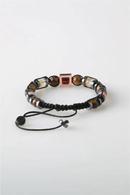 Erkek Bilekliği Kaplan Gözü-Sitrin-Hematit Doğal Taş Erkek Zirkon Bileklik - 4