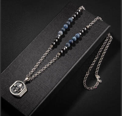 Erkek Kolyesi Havlit-hematit Doğal Taş Gümüş Tasarım Kolye - Osmanlı Doğaltaş