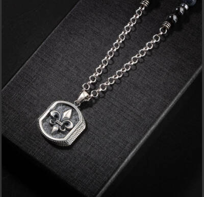 Erkek Kolyesi Havlit-hematit Doğal Taş Gümüş Tasarım Kolye - 2