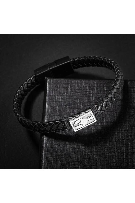 Erkek Kolyesi Hindistan Cevizi Kabuğu-turkuaz-kaplan Gözü-hint Akik-hematit Doğal Taş Gümüş Tasarım Kolye - 1