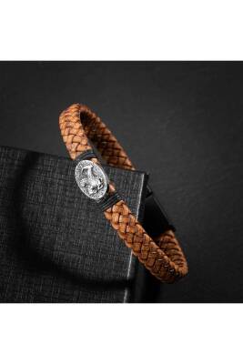 Erkek Kolyesi Hindistan Cevizi Kabuğu-turkuaz-kaplan Gözü-hint Akik-hematit Doğal Taş Gümüş Tasarım Kolye - 3