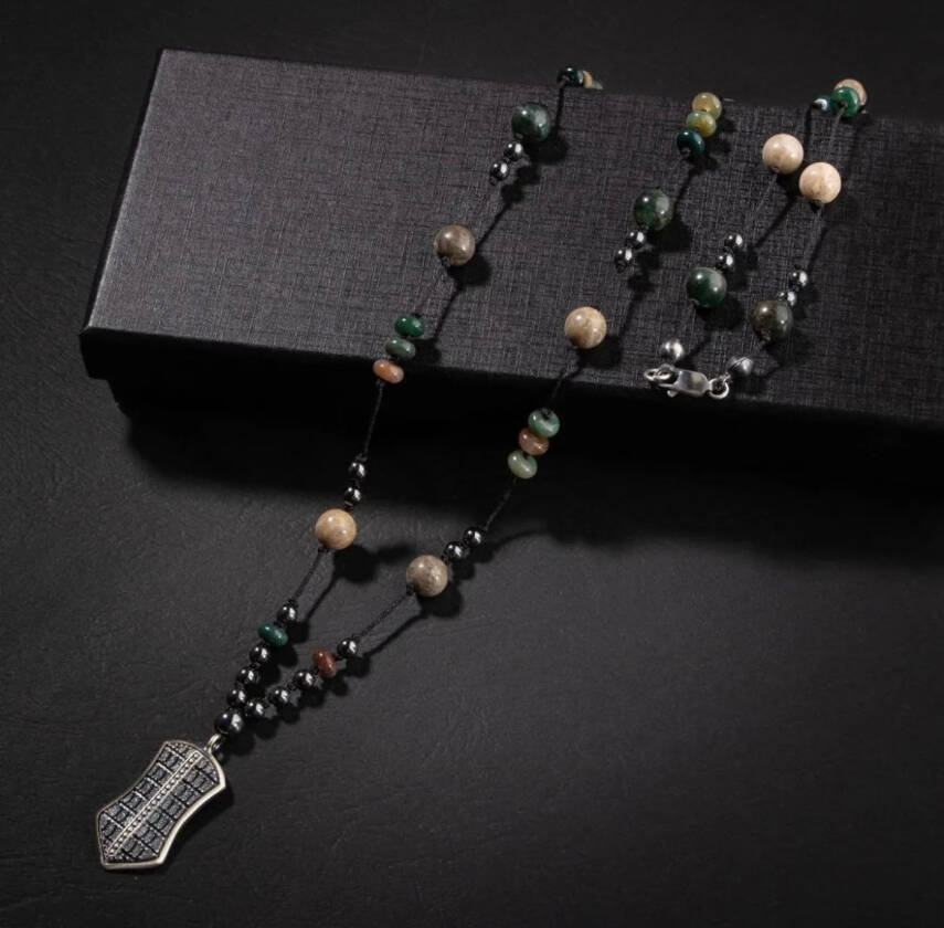 Erkek Kolyesi Labradorit-kaplan Gözü-hematit Doğal Taş Gümüş Tasarım Kolye - 4