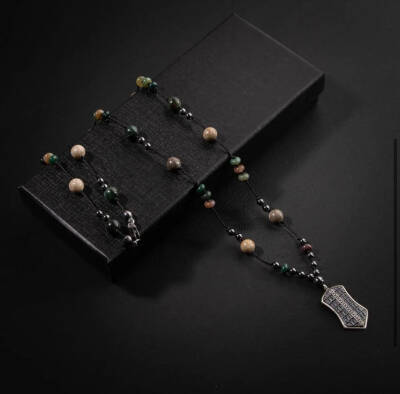 Erkek Kolyesi Labradorit-kaplan Gözü-hematit Doğal Taş Gümüş Tasarım Kolye - 5