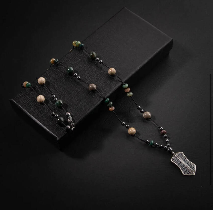 Erkek Kolyesi Labradorit-kaplan Gözü-hematit Doğal Taş Gümüş Tasarım Kolye - 5