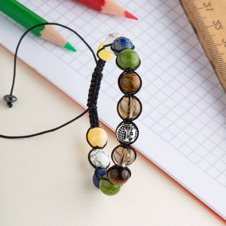 Erkek Öğrenci Doğal Taş Harfli Bileklik - 5