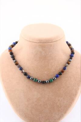 Erkek Öğrenci Kolye- Lapis, Sodalit, Kehribar, Labradorit, Kaplan Gözü, Krizokol, Akik, Obsidyen, Hematit - Osmanlı Doğaltaş
