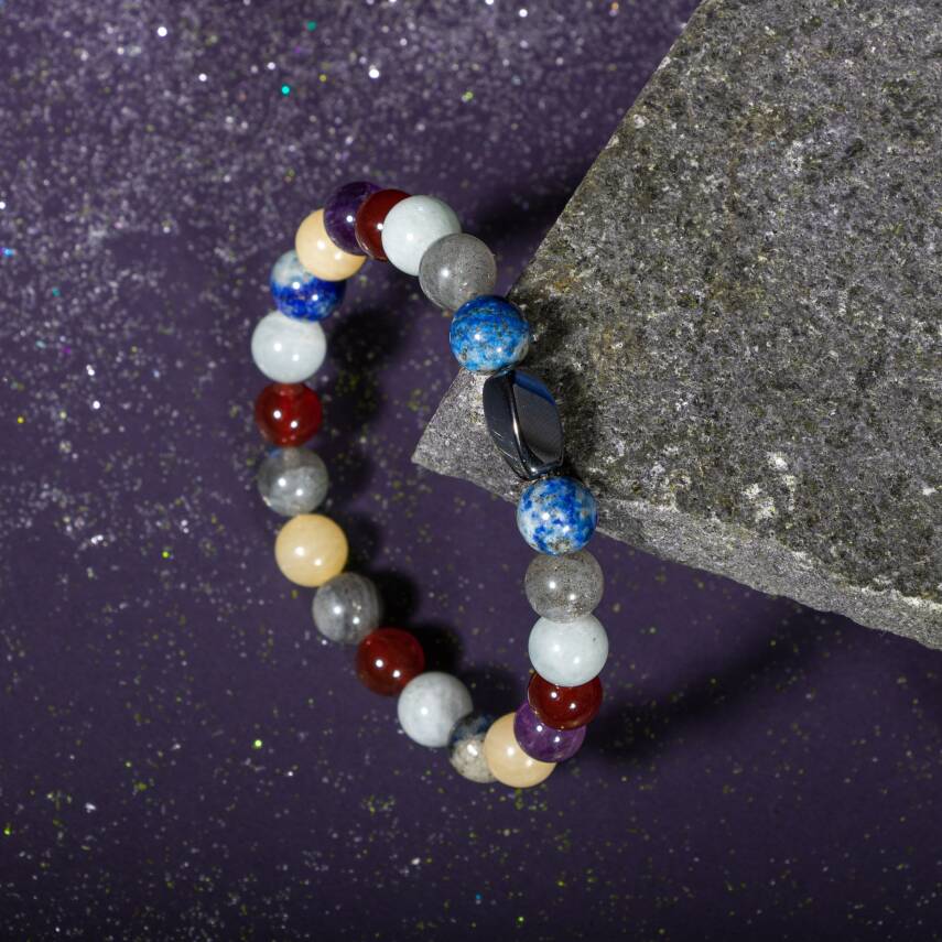 Erkek Öğrenci Kolye- Lapis, Sodalit, Kehribar, Labradorit, Kaplan Gözü, Krizokol, Akik, Obsidyen - 1