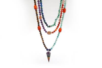 Etiyopya, Akik-Ametist-Lapis-Kaplangözü-Aventurin-Amazonit Doğal Taş Kolye - 4