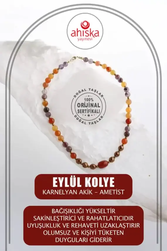 Eylül, Karnelyan Akik Ametist Doğal Taş Kolye - 1