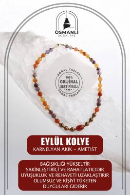 Eylül, Karnelyan Akik Ametist Doğal Taş Kolye - Osmanlı Doğaltaş
