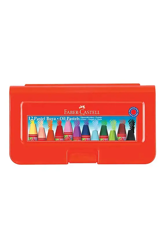 Faber Castell Altıgen Pastel Boya 12 Renk Plastik Kutu - 1