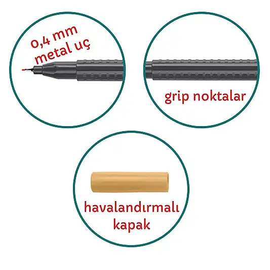 Faber Castell Grip Finepen 0.4 Gri - 4