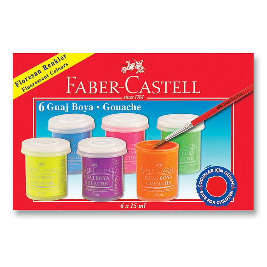 Faber Castell Guaj Boya Floresan 6 Lı - 1