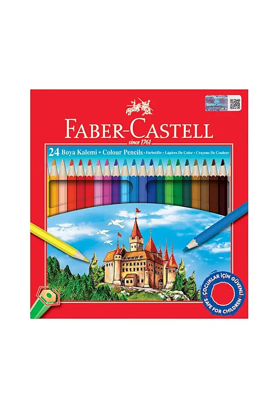 Faber Castell Karton Kutu Kuru Boya Kalemi 24 Renk Tam Boy - 3