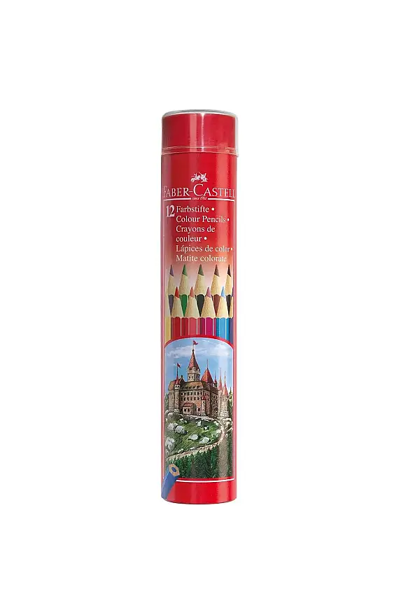 Faber Castell Metal Tüp Kuru Boya Kalemi 12 Renk Tam Boy - 1