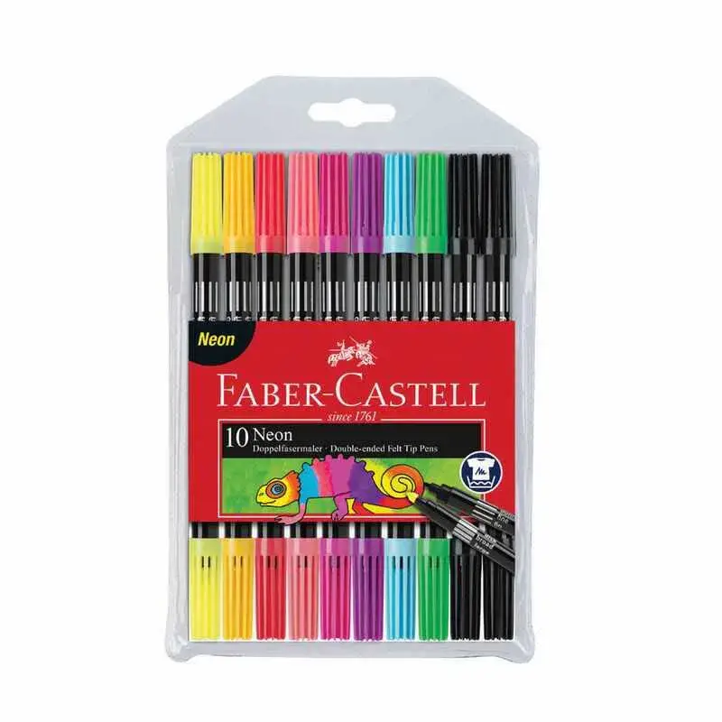 Faber Castell Neon Yıkanabilir Keçeli Kalem 10 Lı Çift Taraf Uçlu - 2