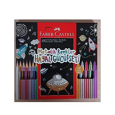 Faber Keçeli Kalem 10 + 10 Kuru Boya Metalik Renkler - Faber Castell (1)