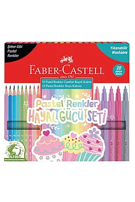 Faber Keçeli Kalem 10 + 10 Kuru Boya Pastel - 3