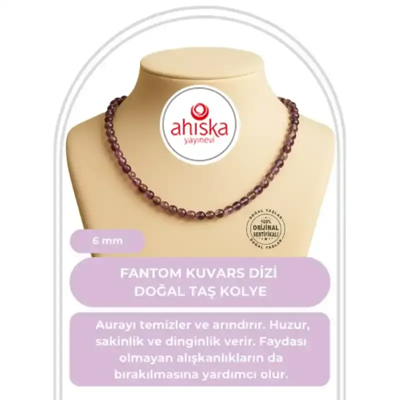 Fantom Kuvars 6 mm Dizi Doğal Taş Kolye - 2