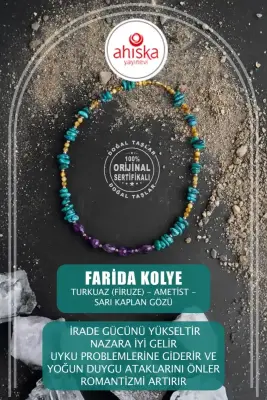 Farida, Firuze Ametist Sarı Kaplangözü Kolye - 1