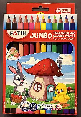 Fatih Karton Kutu Jumbo Kuru Boya Kalemi 12 Renk Tam Boy - Fatih (1)
