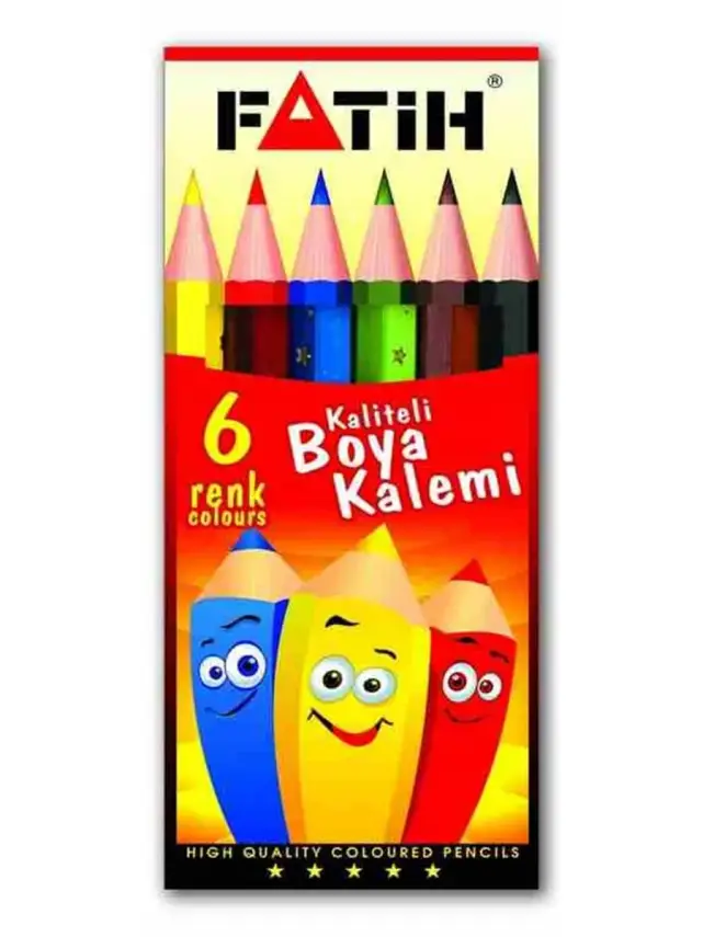 Fatih Karton Kutu Kuru Boya Kalemi 6 Renk Yarım Boy - 1