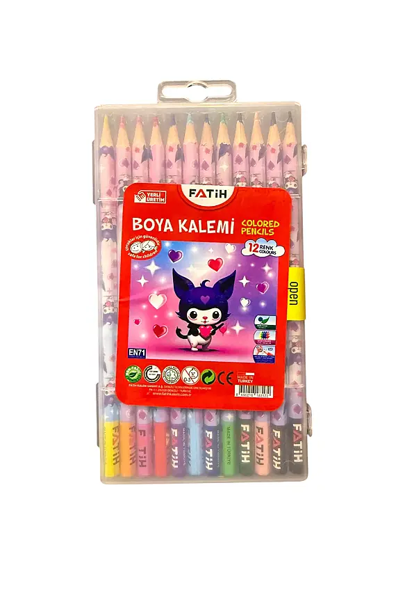 Fatih Kuromi Plastik Kutu Kuru Boya Kalemi 12 Renk Tam Boy - 2