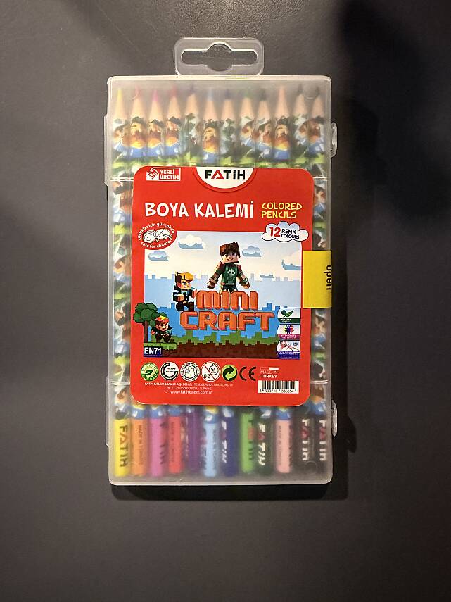 Fatih Mini Craft Plastik Kutu Kuru Boya Kalemi 12 Renk Tam Boy - 1