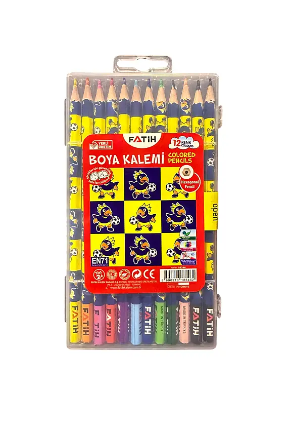 Fatih Sarı Kanarya Plastik Kutu Kuru Boya Kalemi 12 Renk Tam Boy - 2