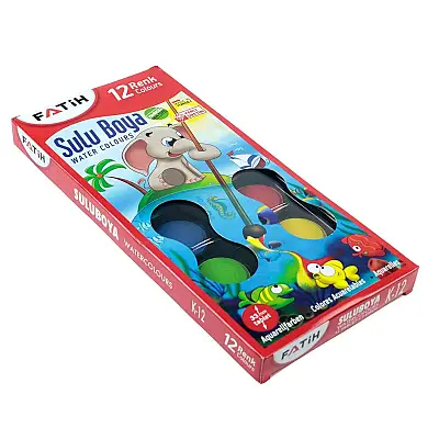 Fatih Sulu Boya 12 Renk Büyük Boy K-12 - 1
